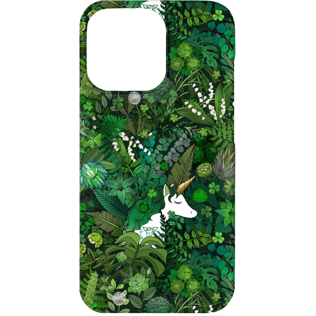 Irish Unicorn in a Green Garden Phone Case, Slim Case, Matte, iPhone 13, Green