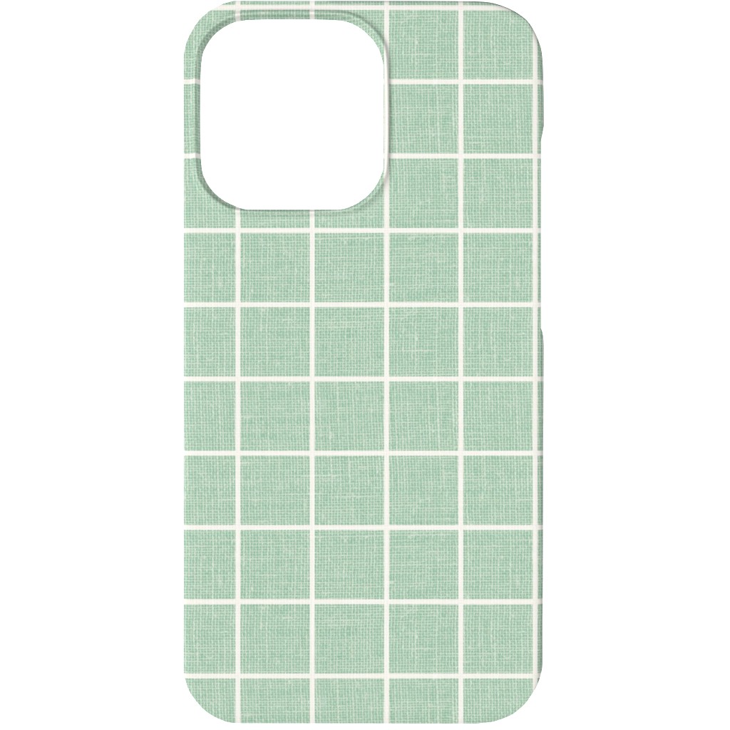 Grid Linen Look Phone Case, Slim Case, Matte, iPhone 13, Green, Mint
