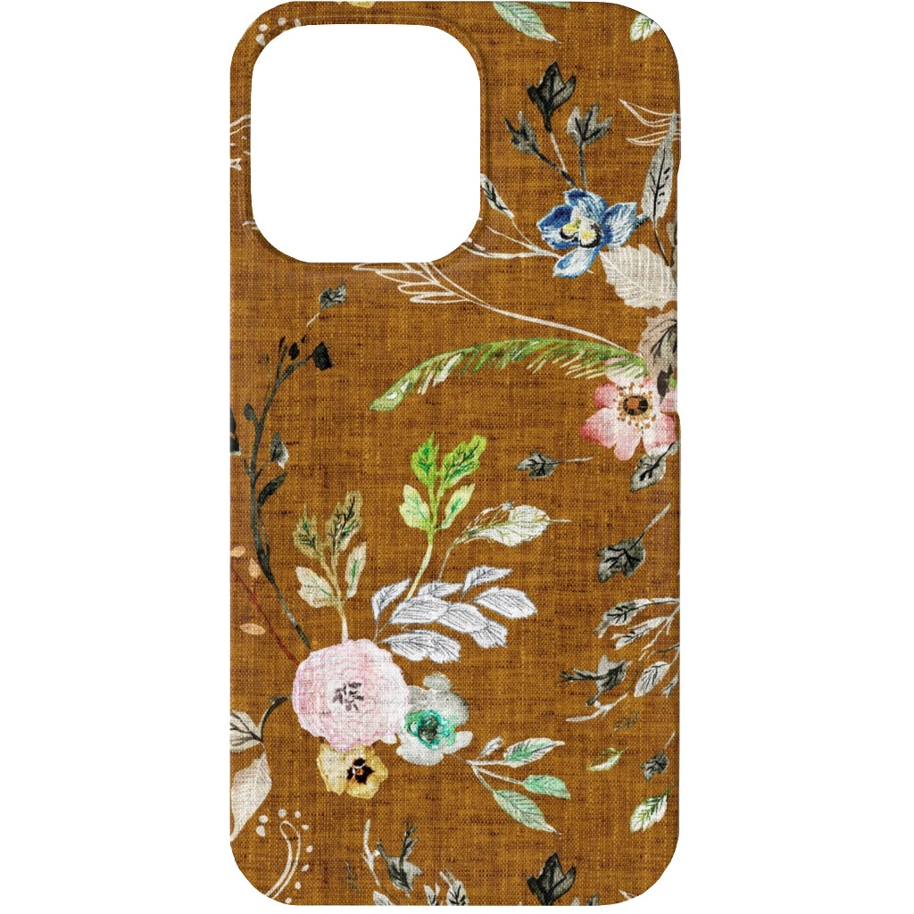 La Boheme Floral - Russet Phone Case, Slim Case, Matte, iPhone 13, Brown, Brown