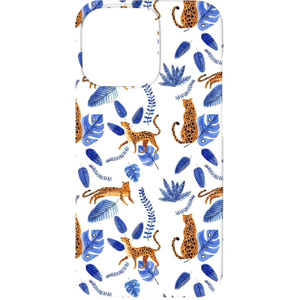 Leopard Tropical Exotic - Blue Phone Case, Slim Case, Matte, iPhone 13, Multicolor