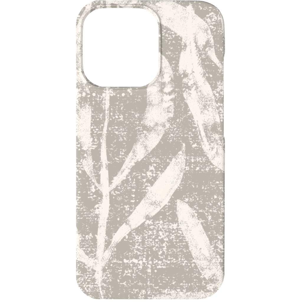 Grass Cloth With Leaves - Gray and Cream Phone Case, Slim Case, Matte, iPhone 13, Beige