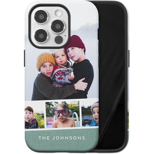 Filmstrip Banner iPhone Case, Silicone Liner Case, Matte, iPhone 14 Pro, Blue