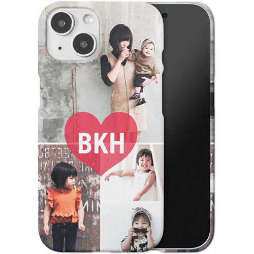 Heart Monogram iPhone Case, Slim Case, Matte, iPhone 15, Red