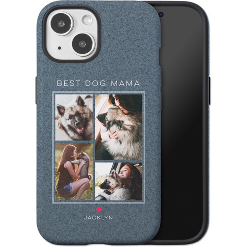 Forever Fur Love iPhone Case, Silicone Liner Case, Matte, iPhone 15, Blue, navy