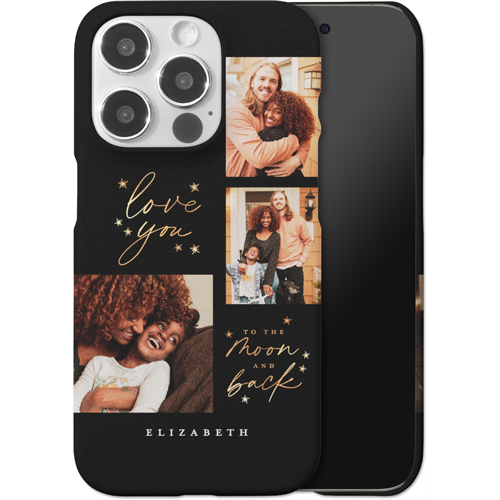 Love To The Moon Sparkle iPhone Case, Slim Case, Matte, iPhone 15 Pro, Black