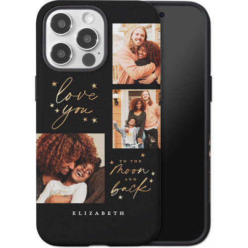 Love To The Moon Sparkle iPhone Case, Silicone Liner Case, Matte, iPhone 15 Pro Max, Black