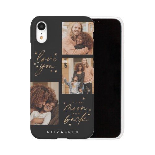 Love To The Moon Sparkle iPhone Case, Slim Case, Matte, iPhone XR, Black