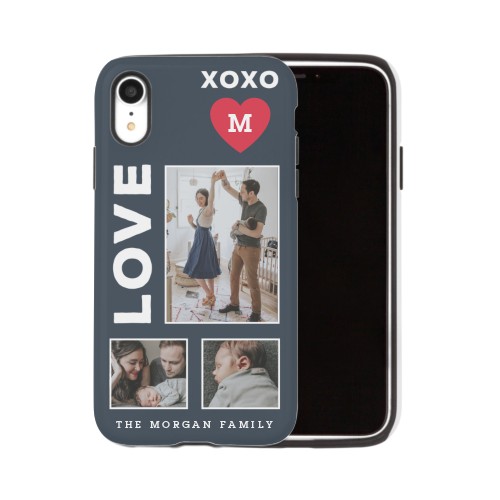 XOXO Heart Grid iPhone Case, Silicone Liner Case, Matte, iPhone XR, Red