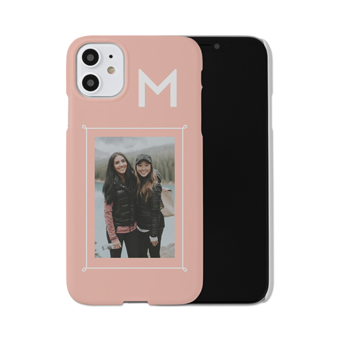 Doodle Border Monogram iPhone Case, Slim Case, Matte, iPhone 11, Pink, priscilla