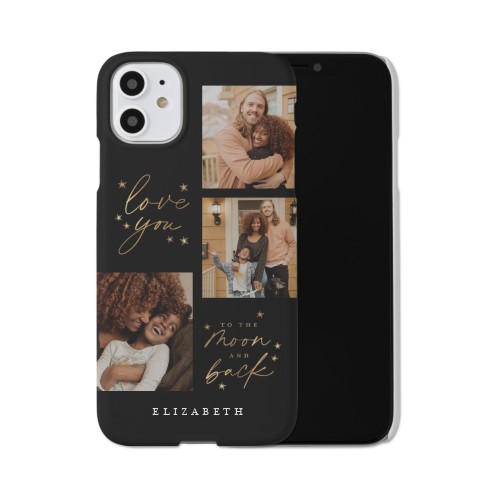 Love To The Moon Sparkle iPhone Case, Slim Case, Matte, iPhone 11, Black, black