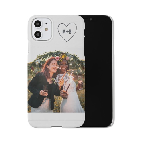 Together Initial Heart iPhone Case, Slim Case, Matte, iPhone 11, White