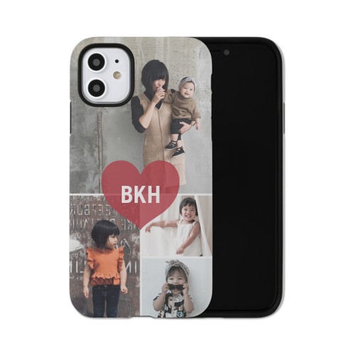 Heart Monogram iPhone Case, Silicone Liner Case, Matte, iPhone 11, Red, cherry