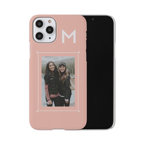 Doodle Border Monogram iPhone Case, Slim Case, Matte, iPhone 11 Pro, Pink, priscilla