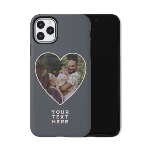 Heart Cutout iPhone Case, Silicone Liner Case, Matte, iPhone 11 Pro Max, Black, silhouette