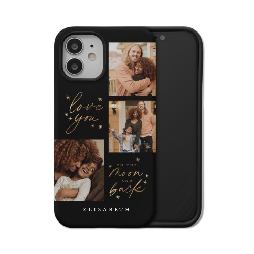 Love To The Moon Sparkle iPhone Case, Silicone Liner Case, Matte, iPhone 12, Black, black