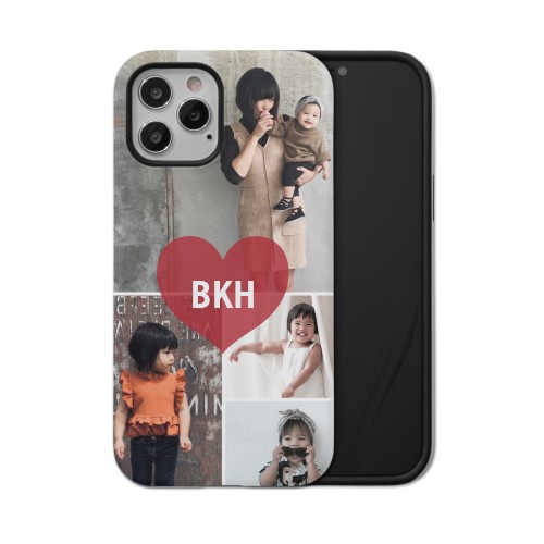 Heart Monogram iPhone Case, Silicone Liner Case, Matte, iPhone 12 Pro, Red, cherry