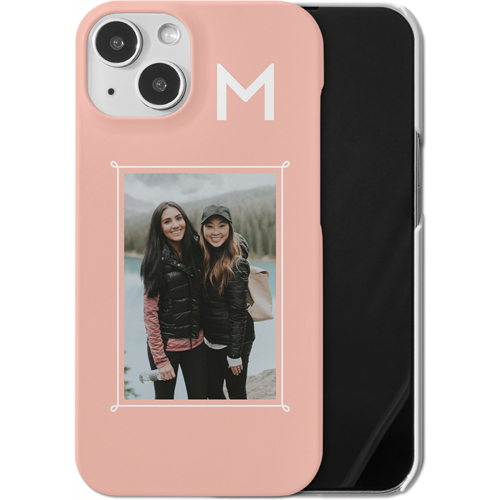Doodle Border Monogram iPhone Case, Slim Case, Matte, iPhone 13, Pink, priscilla