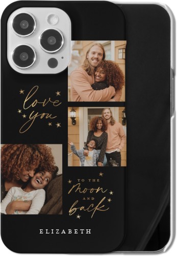 Love To The Moon Sparkle iPhone Case, Slim Case, Matte, iPhone 13 Pro, Black