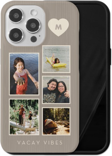 Corner Heart Initial iPhone Case, Silicone Liner Case, Matte, iPhone 13 Pro, Beige, antique white