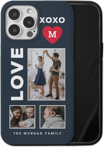 XOXO Heart Grid iPhone Case, Silicone Liner Case, Matte, iPhone 13 Pro Max, Red, fire engine