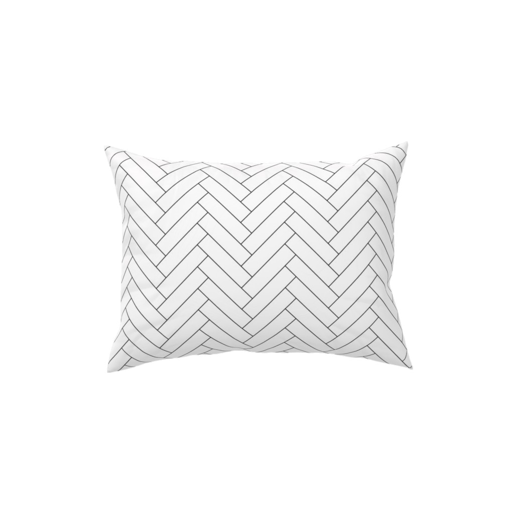 Simple Herringbone Chevron - Black and White Pillow, Woven, White, 12x16, Double Sided, White