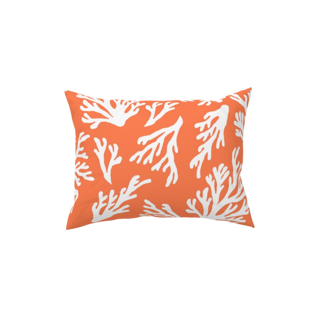 Coral - in Coral Pillow, Woven, White, 12x16, Double Sided, Orange