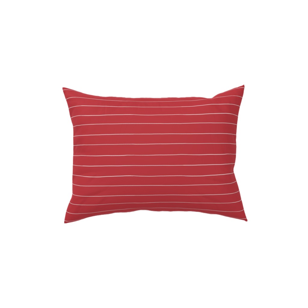 Christmas Stripes Pillow, Woven, White, 12x16, Double Sided, Red