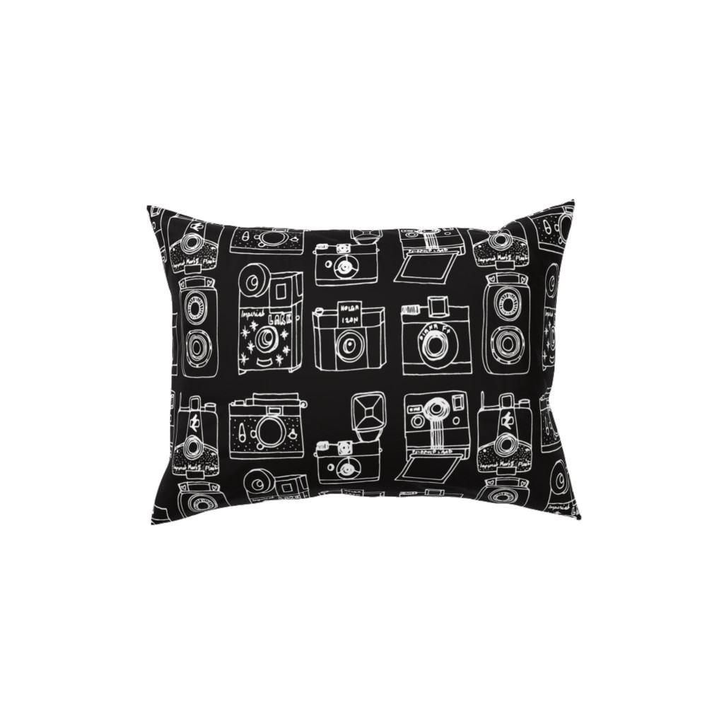 Vintage Cameras - Black and White Pillow, Woven, White, 12x16, Double Sided, Black, Black