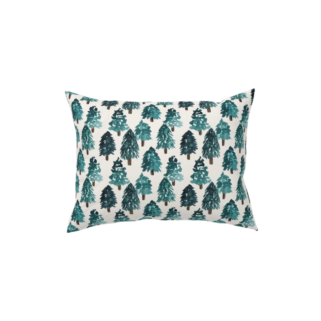 Christmas Trees Dense Forest Pillow, Woven, White, 12x16, Double Sided, Blue, True Blue