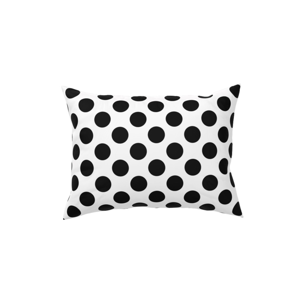 Polka Dot - Black and White Pillow, Woven, White, 12x16, Double Sided, Black