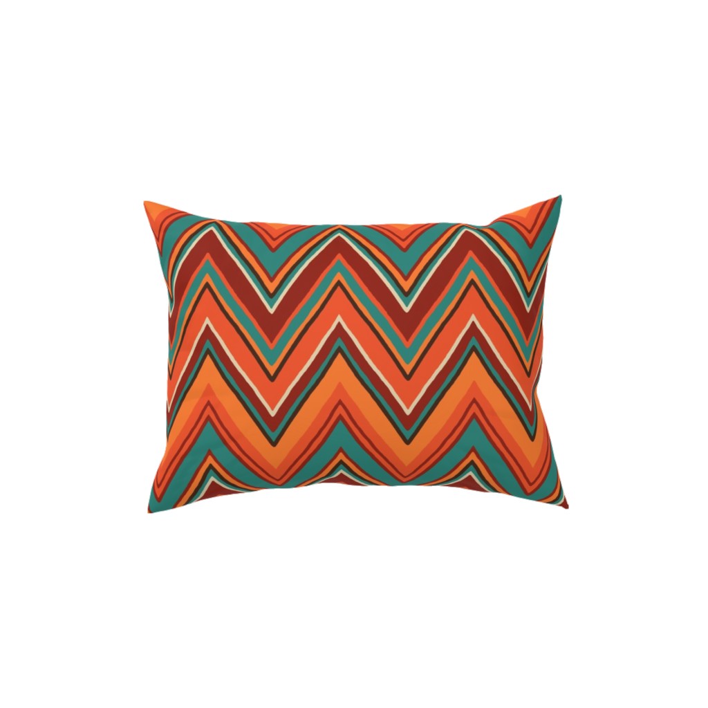 Chevron - Orange and Teal Pillow, Woven, White, 12x16, Double Sided, Orange, Orange