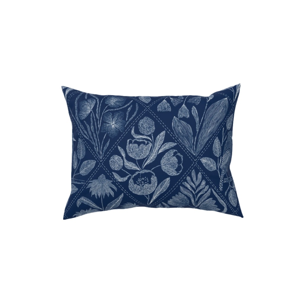 Toile De Joy - Blue Pillow, Woven, White, 12x16, Double Sided, Blue, True Blue