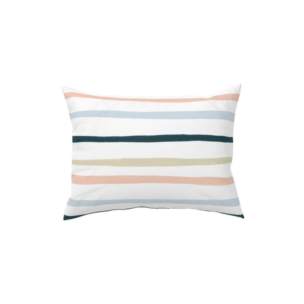 Shenanigans Horizontal Wtripes - Multi Pillow, Woven, White, 12x16, Double Sided, Multicolor