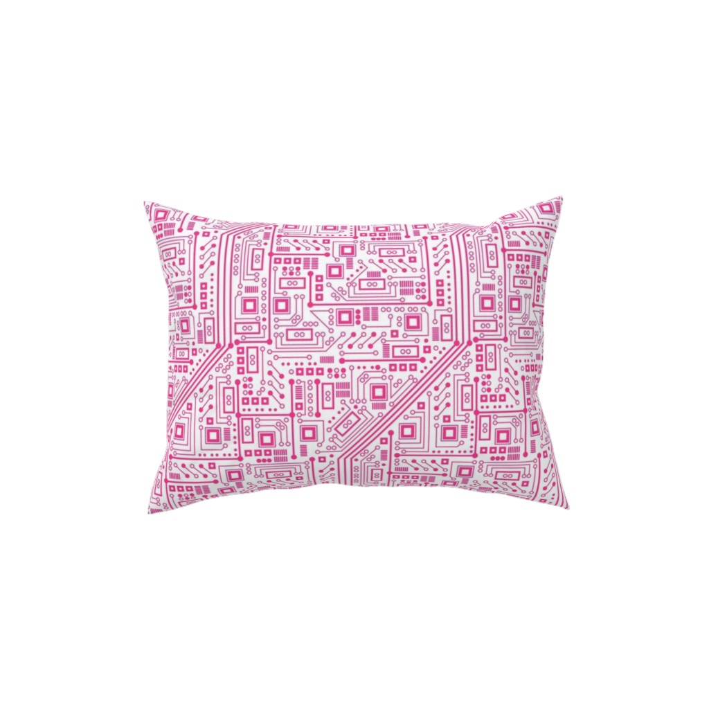 Short Circuits Pillow, Woven, White, 12x16, Double Sided, Pink, Sassy