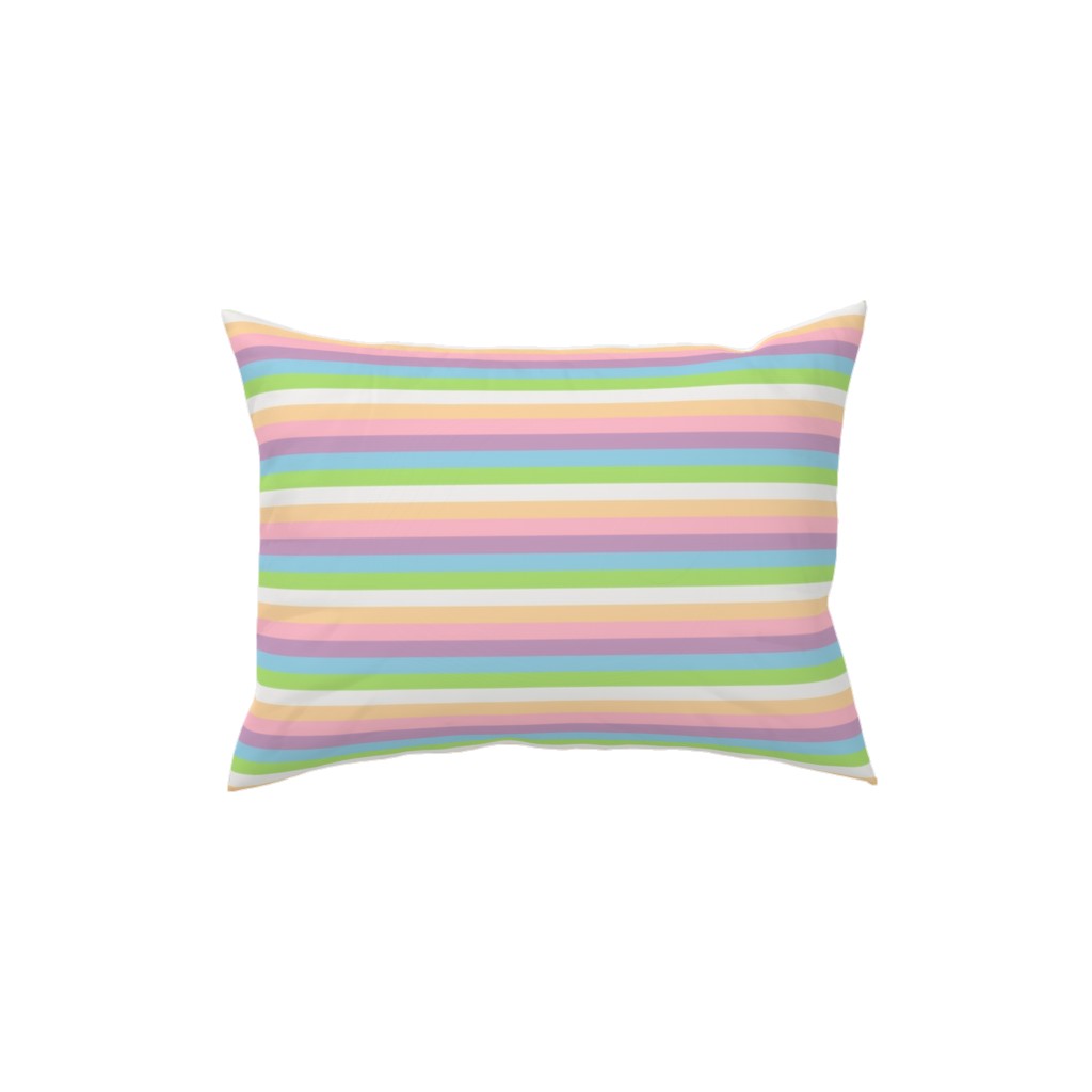 Multi Colored Stripes - Pastel Pillow, Woven, White, 12x16, Double Sided, Multicolor