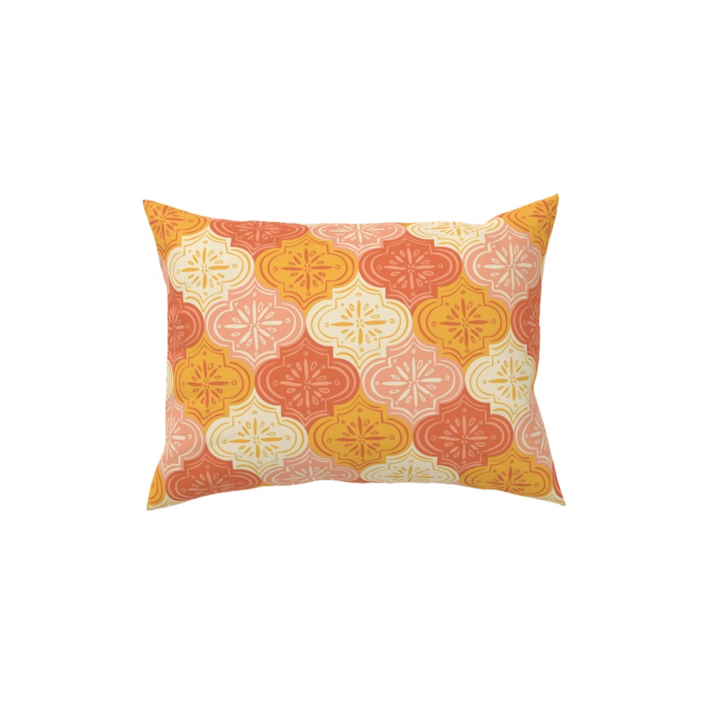 Arabesque - Warm Pillow, Woven, White, 12x16, Double Sided, Orange, Orange