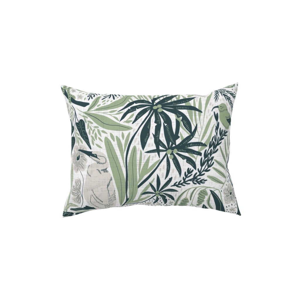 Tropical Hawaiian Dreams Pillow, Woven, White, 12x16, Double Sided, Green