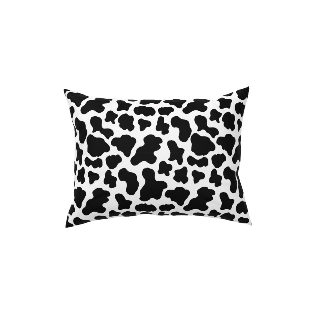 Cow Print Pillow, Woven, White, 12x16, Double Sided, Black