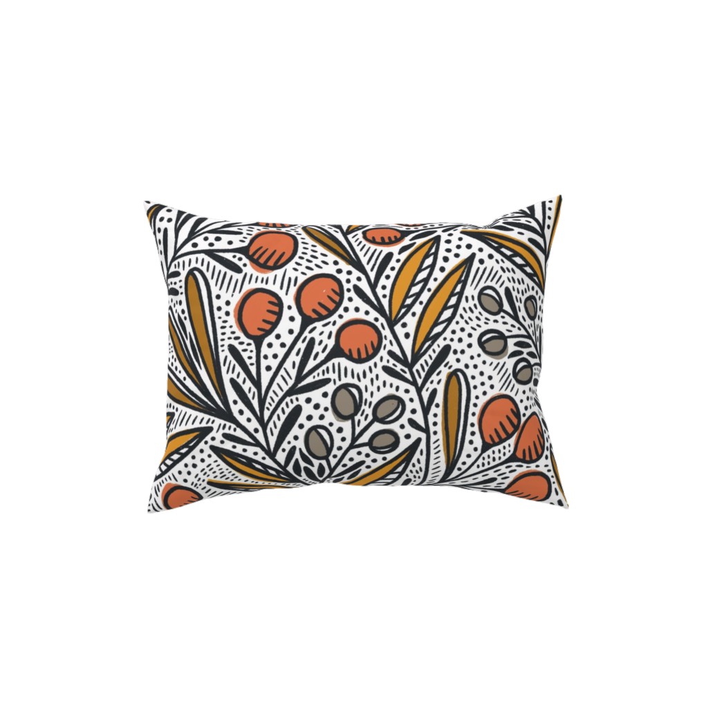 Rosa - Gold and Red Pillow, Woven, White, 12x16, Double Sided, Multicolor
