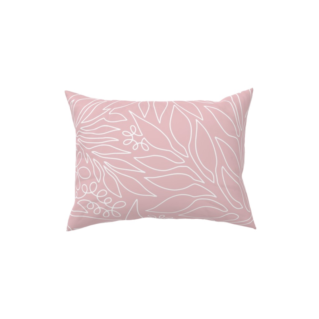 Contour Line Botanicals - Blush Pink Pillow, Woven, White, 12x16, Double Sided, Pink