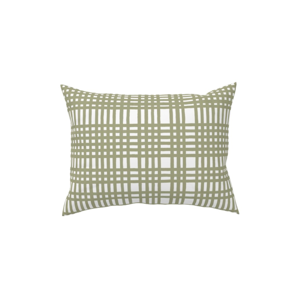 Loose Weave Pillow, Woven, White, 12x16, Double Sided, Green