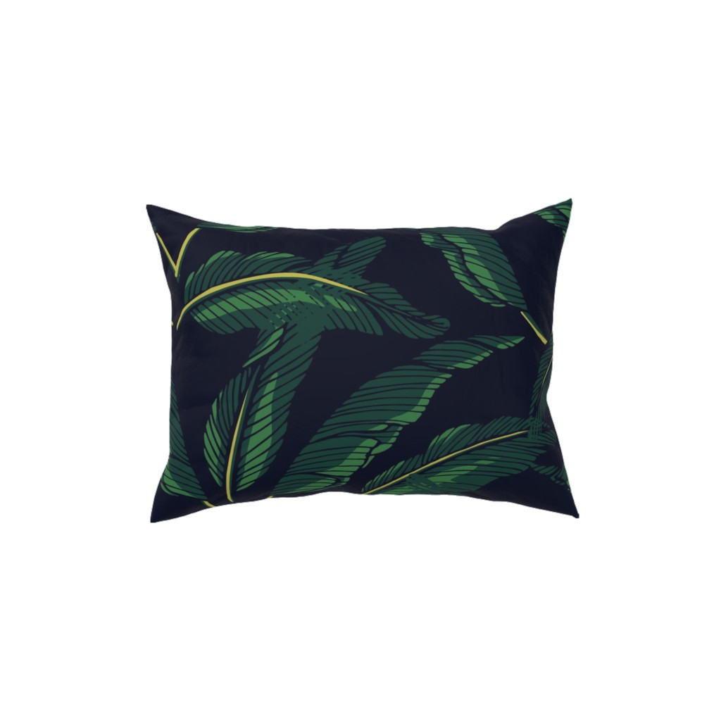 Moody Banana Leaves - Green Pillow, Woven, White, 12x16, Double Sided, Green, Classic Green