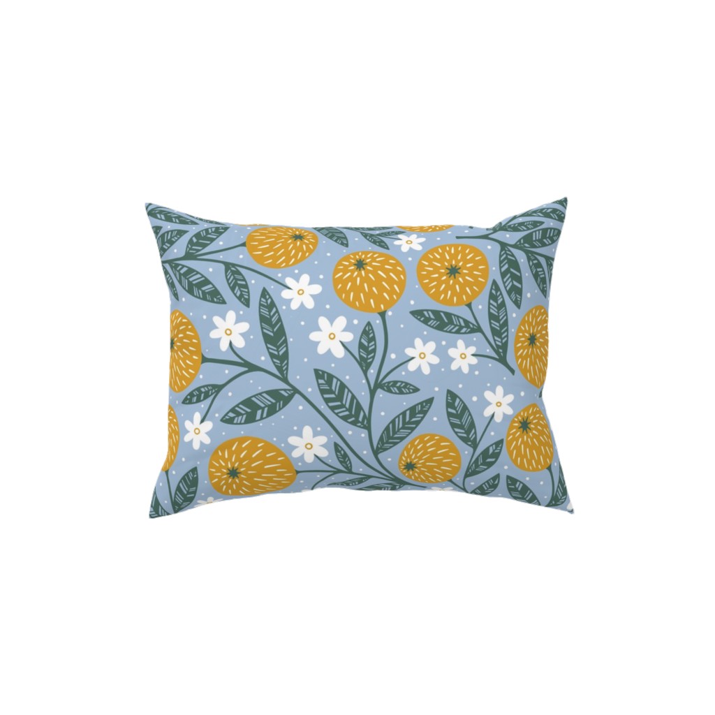 Orange Trees - Blue Pillow, Woven, White, 12x16, Double Sided, Blue, True Blue