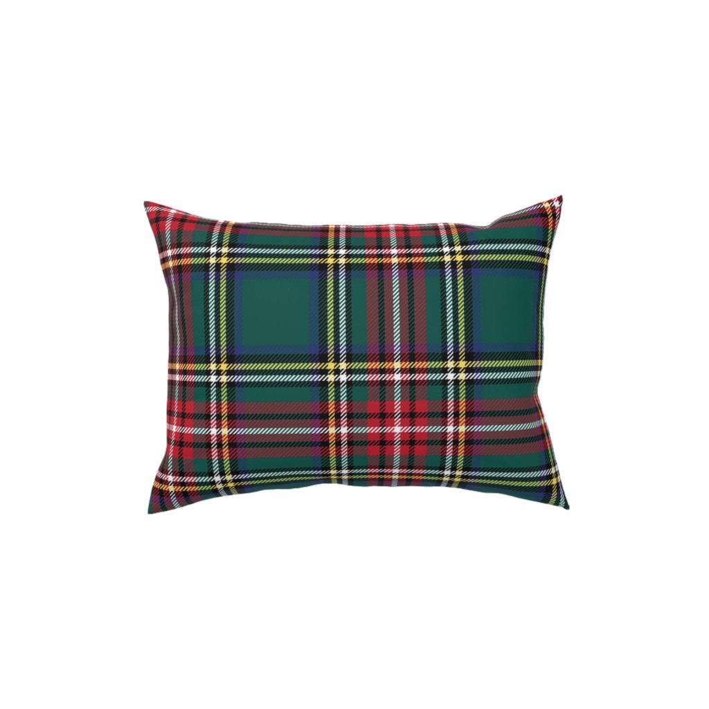 Royal Stewart Tartan Plaid - Multi Pillow, Woven, White, 12x16, Double Sided, Green, Classic Green