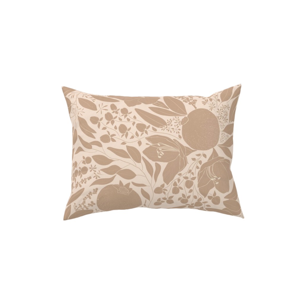 Winter Florals - Neutral Pillow, Woven, White, 12x16, Double Sided, Beige