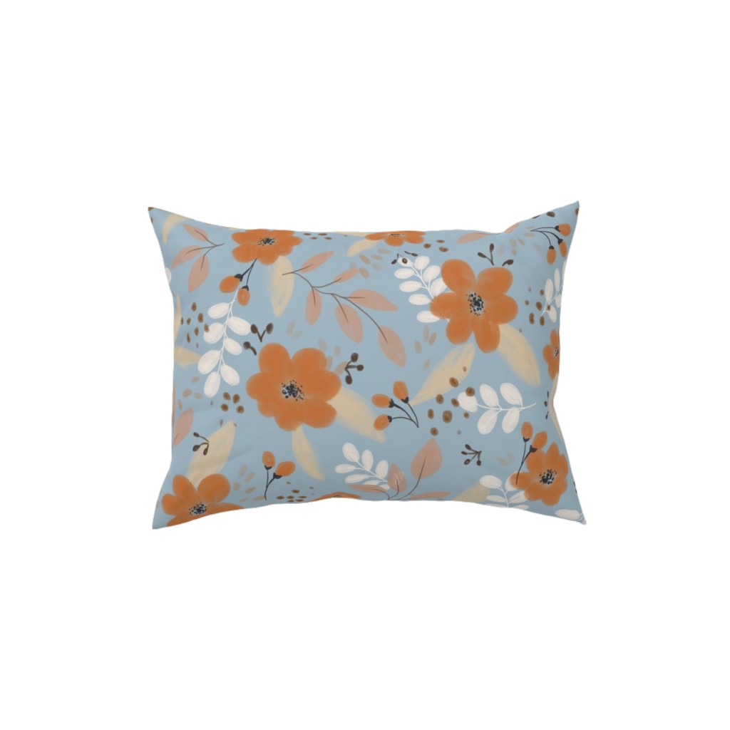 Fall Florals Pillow, Woven, White, 12x16, Double Sided, Blue