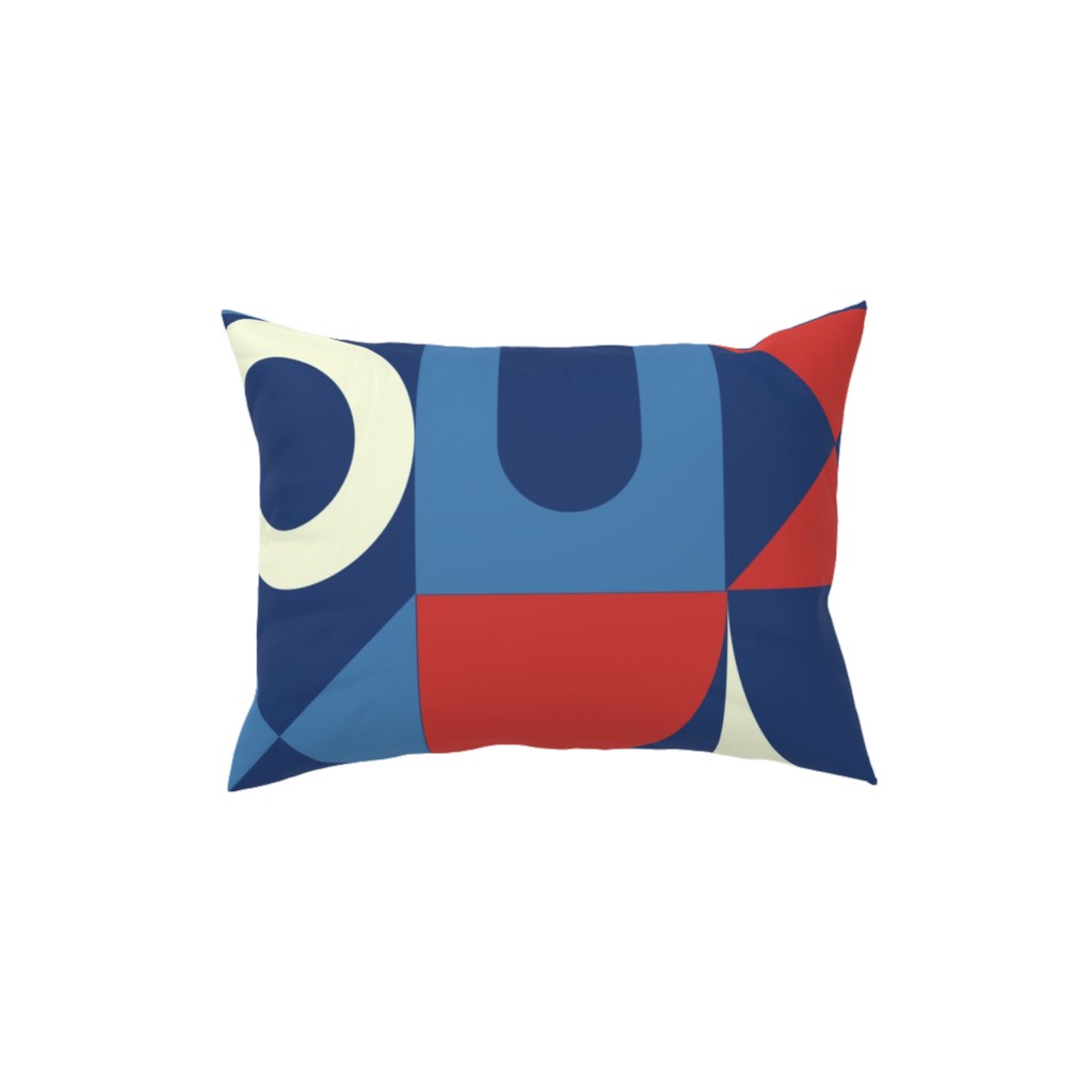 Abstract Shapes - Red, White and Blue Pillow, Woven, White, 12x16, Double Sided, Multicolor