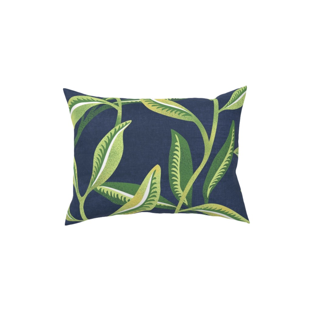 Leafy Vines - Green Pillow, Woven, White, 12x16, Double Sided, Green, Classic Green