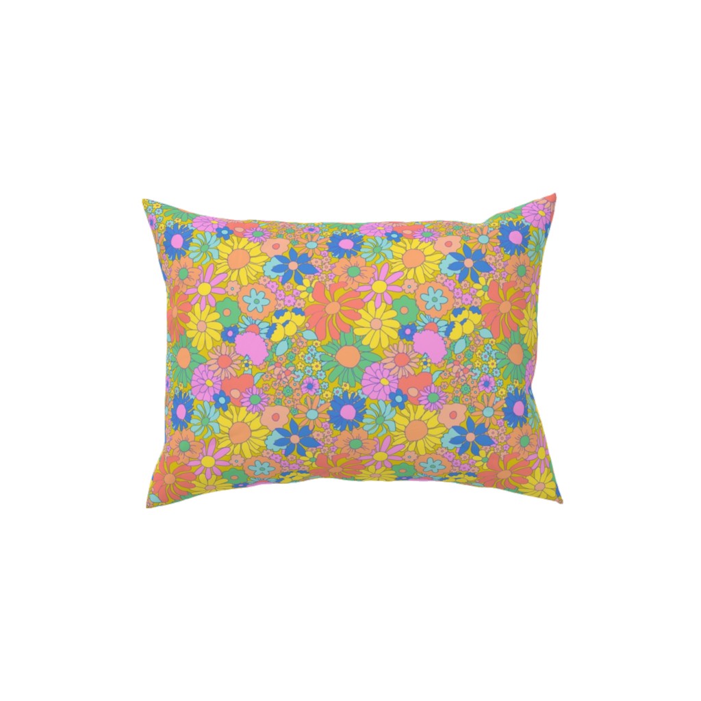 Groovy Meadow - Multi Pillow, Woven, White, 12x16, Double Sided, Multicolor