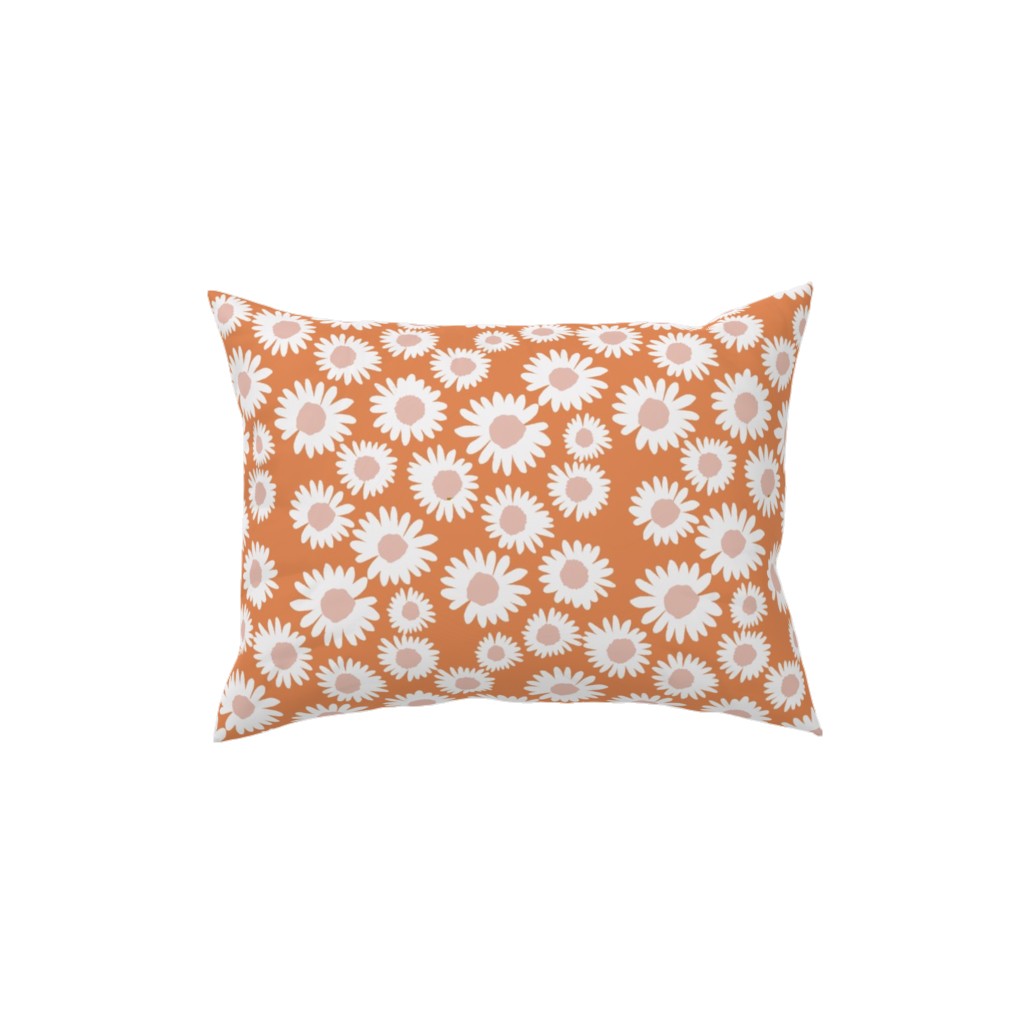 Boho Daisies - Flowers - Muted Orange and Blush Pillow, Woven, White, 12x16, Double Sided, Orange, Orange